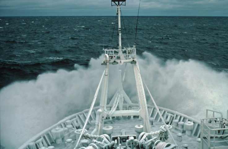 RRS James Clark Ross iced up in heavy seas