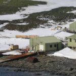 Signy research station buildings with snow on the ground