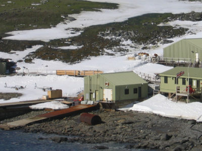 Signy research station buildings with snow on the ground