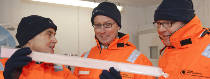 Parliamentarians in the Ice core freezer rooms, during a climate science briefing at BAS Cambridge