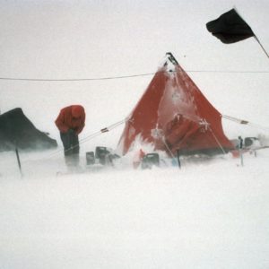 High winds making life difficult at a field camp. No work today! These winds are around 30 knots, often 60 knots are encountered but few photographs are taken then!