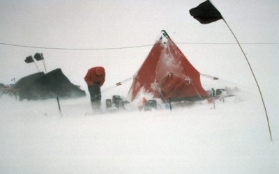 High winds making life difficult at a field camp. No work today! These winds are around 30 knots, often 60 knots are encountered but few photographs are taken then!