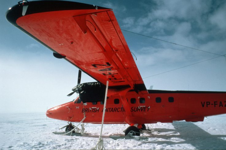 BAS Twin Otter tethered to the ice