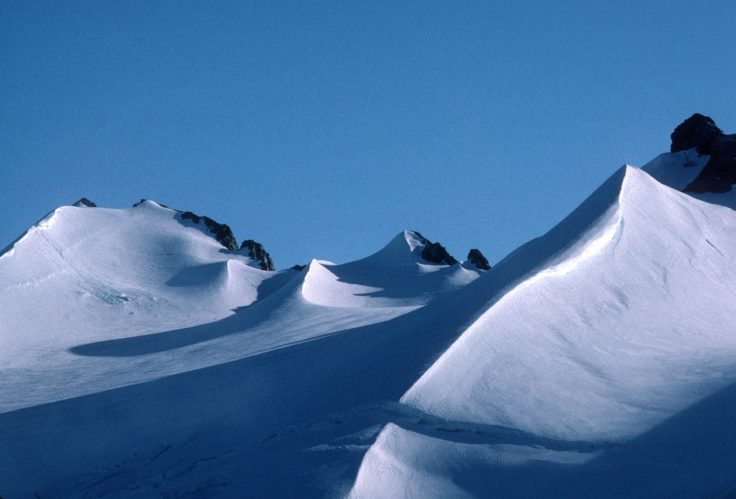 Wind scoops and ridges around Antarctic Peninsula mountains