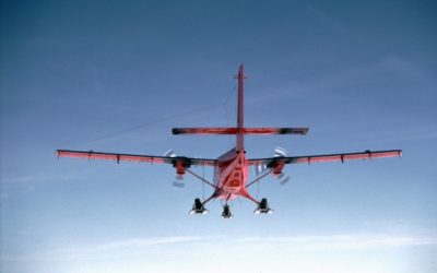 A BAS Twin Otter aircraft over Alexander Island