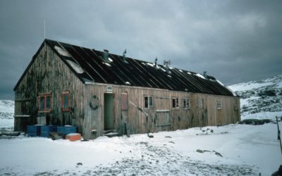 A house covered in snow.