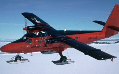 BAS Twin Otter Aircraft in flight over the Antarctic Peninsula