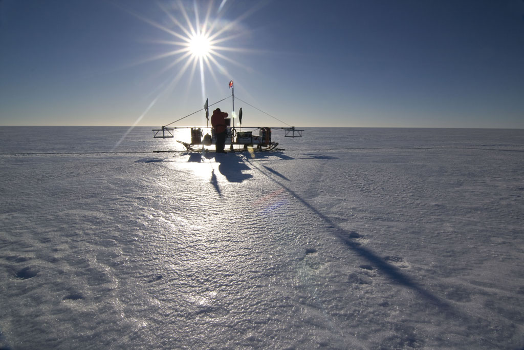 BAS RADAR Sledge on the Larsen Ice Shelf (Photo: Adam Clark, British Antarctic Survey)