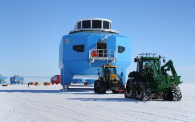 Module H2 being towed to Halley VI site