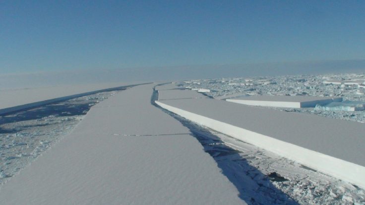 A view of a snow covered slope.