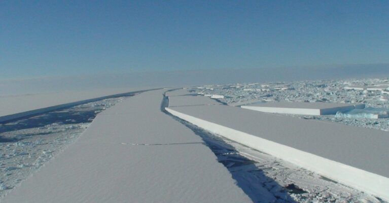 A view of a snow covered slope.