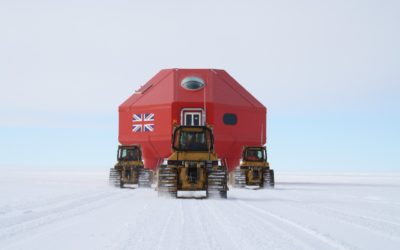 Module A being towed to Halley VI site - rear elevation