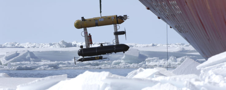 being deployed from RRS James Clark Ross in the Weddell Sea, Antarctica