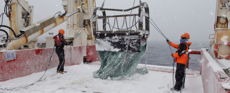 Benthic Sledge deployment from RRS James Clark Ross in Antarctica