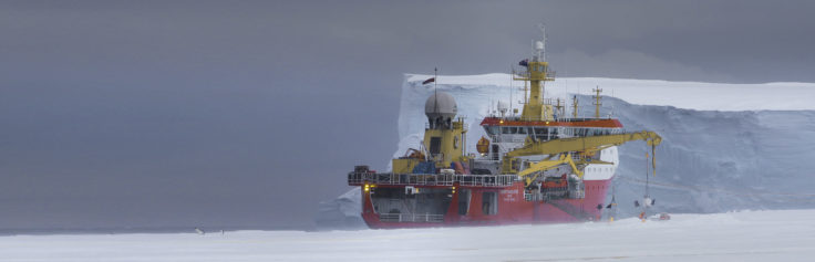 A large ship in the water.