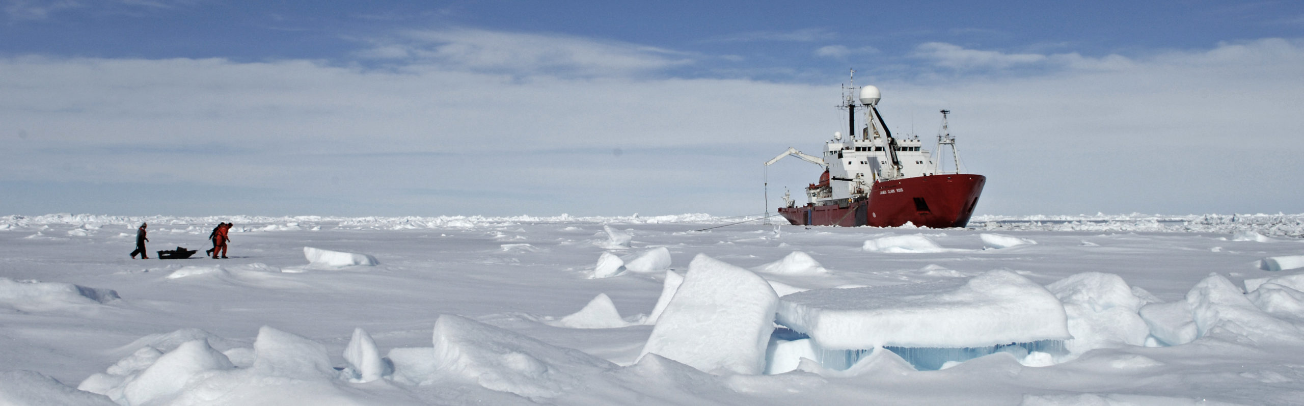 A large ship in the snow.