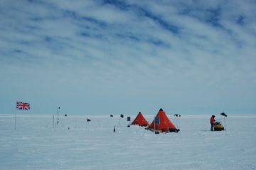 A group of people in the snow.
