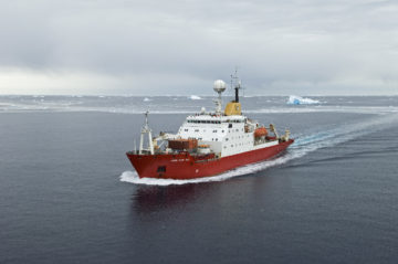 RRS James Clark Ross (JCR) steams 'south' towards Rothera Research Station