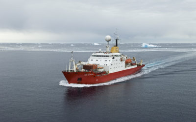 RRS James Clark Ross (JCR) steams 'south' towards Rothera Research Station