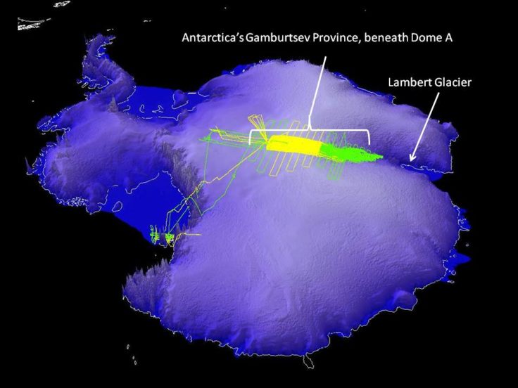 AGAP airborne survey flights. Yellow lines flown by USAP Twin otter, Green lines flown by BAS Twin Otter.