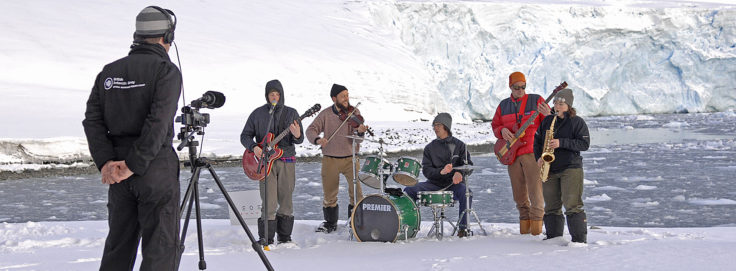 Filming Nunatak at Rothera - this first concert was live to 2billion+ peolpe during LiveEarth .. mad!