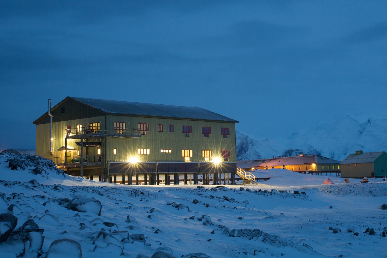A house covered in snow.