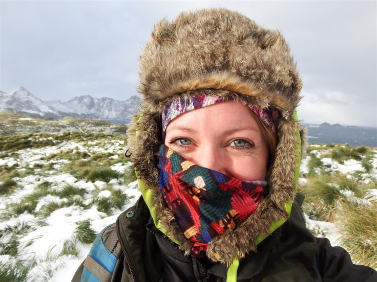 A new season approaches: still cold enough to require wrapping up warm, but the tussock is thawing out slightlye. (Lucy Quinn)