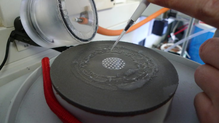 Testing ocean water samples in the lab aboard the RRS James Clark Ross (Theo Wilson, University of Leeds)