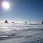 Field party campsite, Subglacial Lake Ellsworth during strong winds