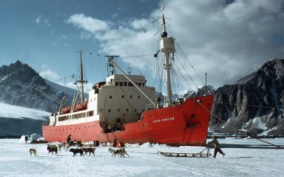 A large ship in the snow.