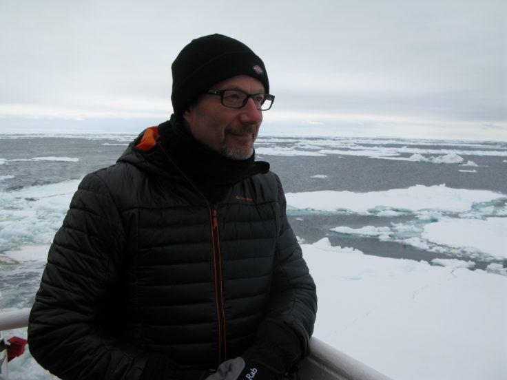 BBC Weatherman Peter Gibbs onboard the RRS Ernest Shackleton