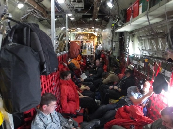 On board the C130 en route to New Zealand