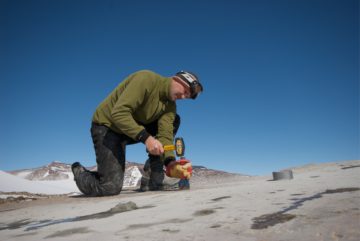 Steve Roberts, BAS Quaternary Scientist working in the field