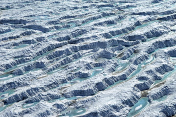 A close up of a snow covered slope.