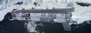 A airplane that is covered in snow.