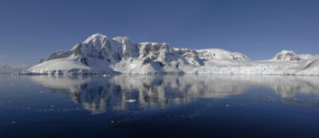 A snow covered mountain.