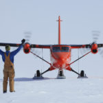 An aircraft manoeuvring on the snow.