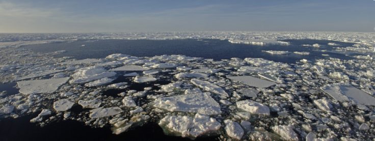 A view of a snow covered mountain.