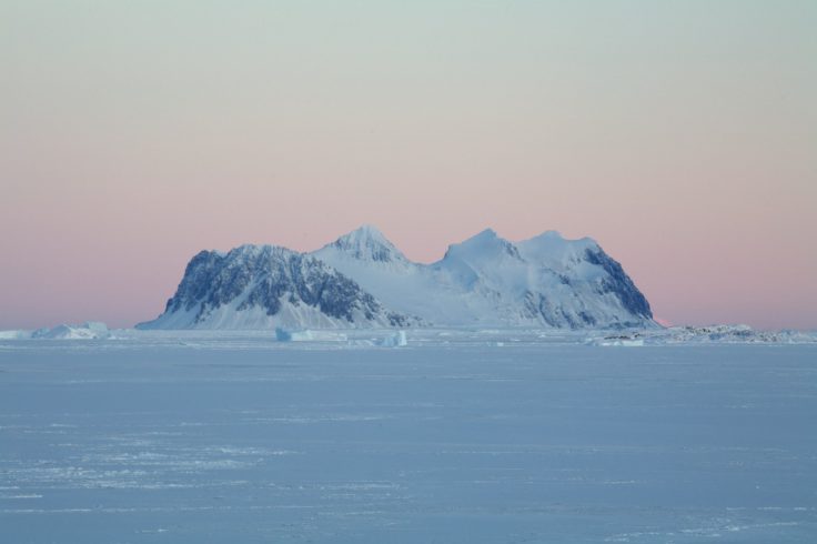 A snow covered mountain.