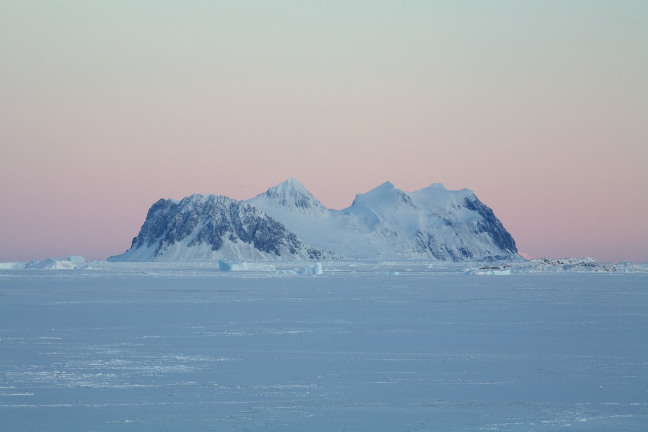 A snow covered mountain.