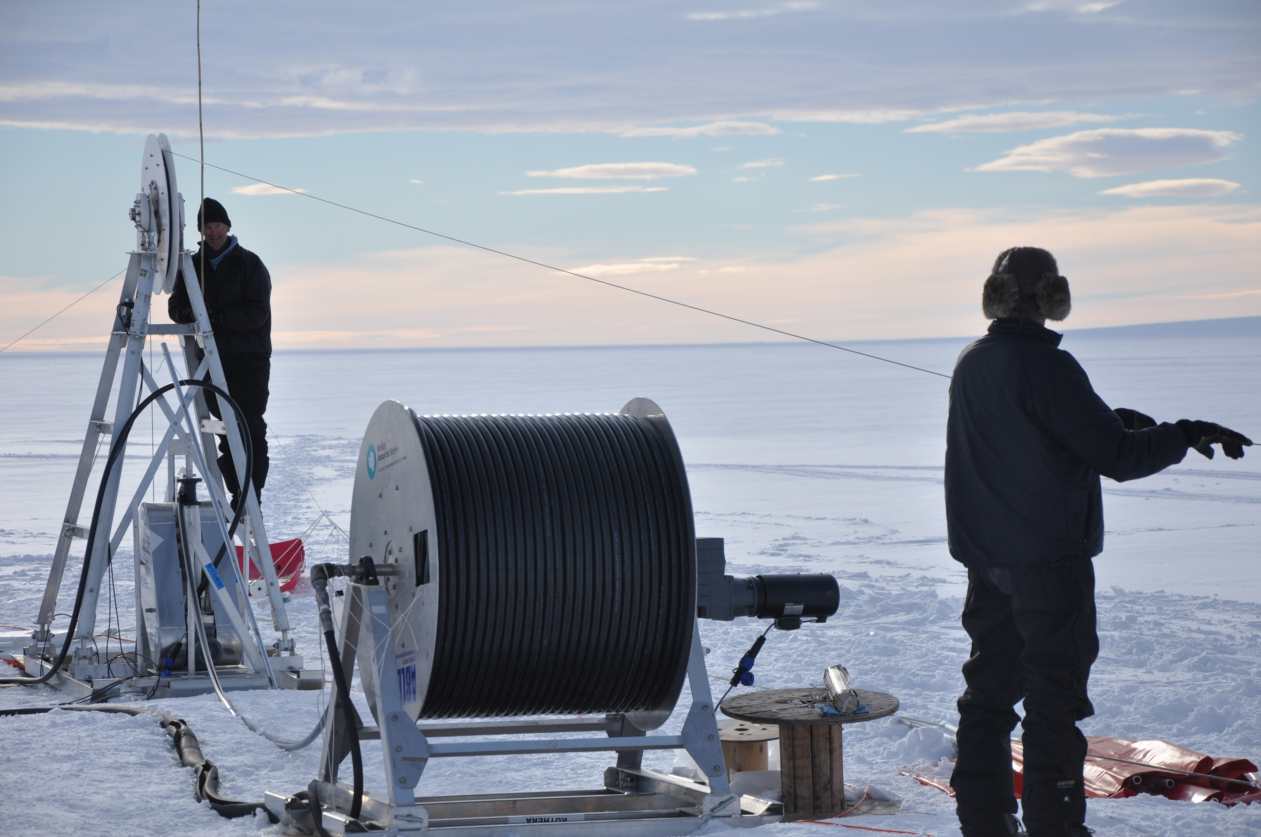 Hot water drilling in Antarctica