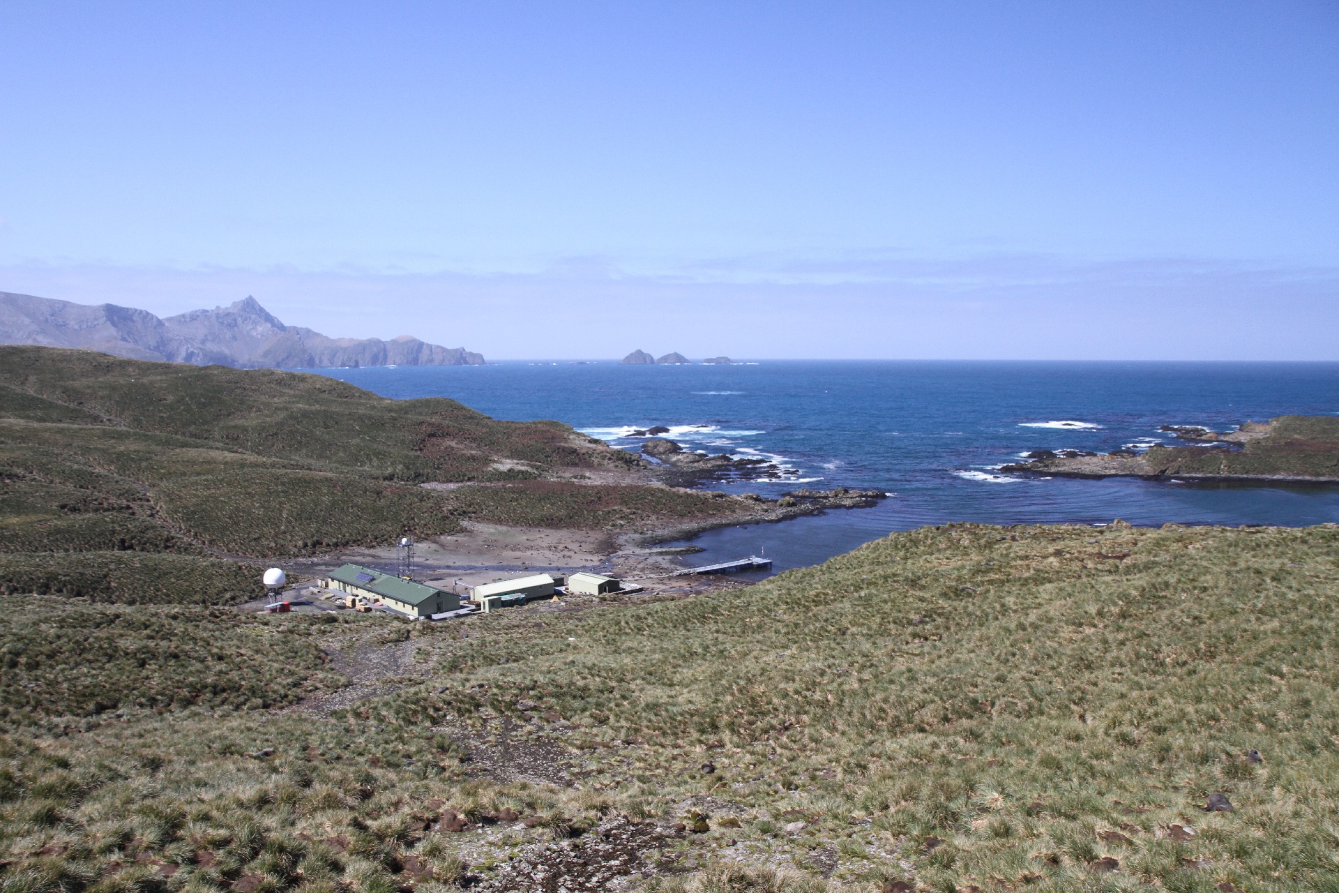 View of British Antarctic Survey research station at Bird Island, South Georgia