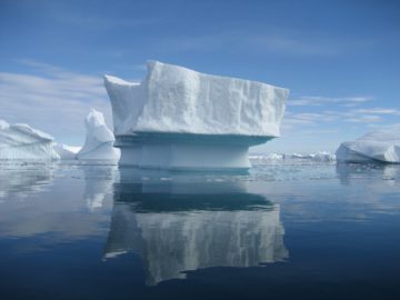 Ice cream in a large body of water.