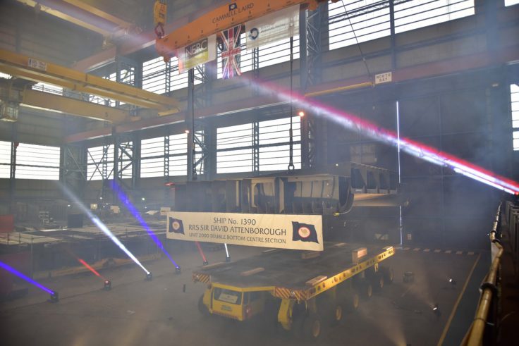 Keel laying for RRS Sir David Attenborough at Cammell Laird shipyard in Liverpool