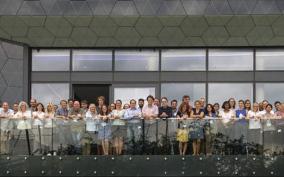 A group of people outside a building