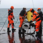 deployment of a sediment trap as part of an oceanographic mooring