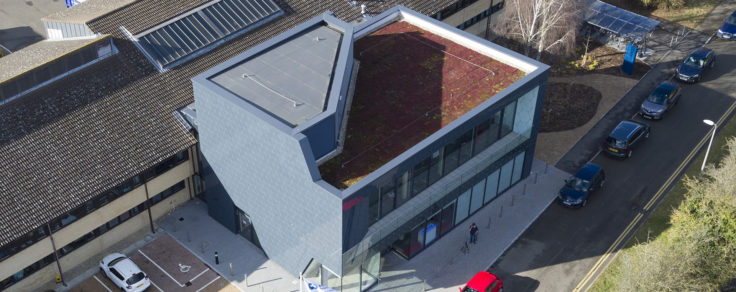 The Aurora Innovation Centre viewed from above.