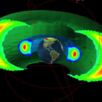 Diagram of the Earth surrounded by radiation belts