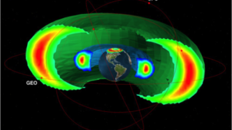 Diagram of the Earth surrounded by radiation belts