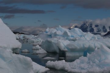 A snow covered mountain.
